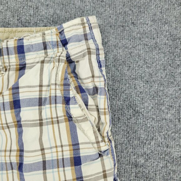 American Eagle Shorts Men's Size 36 Beige Plaid Chino Embroidered Logo Pockets - Picture 5 of 16